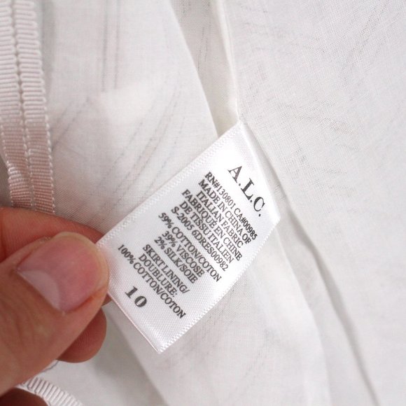 A.L.C. Enzo White Poplin Cotton Stripe Long Sleeve Wrap Dress 10 NEW Mini V-Neck - Picture 8 of 9